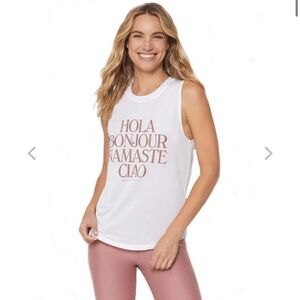 Spiritual Gangster Namaste Hola Bonjour Ciao Thin Tank Tee Top Lg Boho Yoga